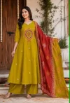 Ff Dhabu Cotton Printed With Work Kurti With Bottom Dupatta
